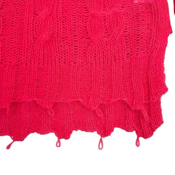 Anthropologie Medium Lightweight Cable Wool Neon Pink Sweater - Picture 6 of 10